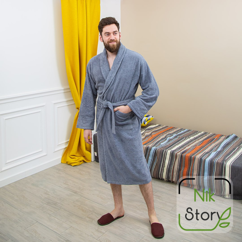 Халат махровый Nikstory (серый - L)